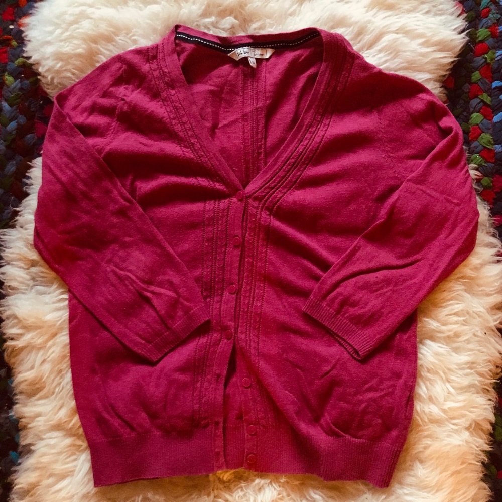 Fat Face Pointelle 3/4 length sleeve cardigan